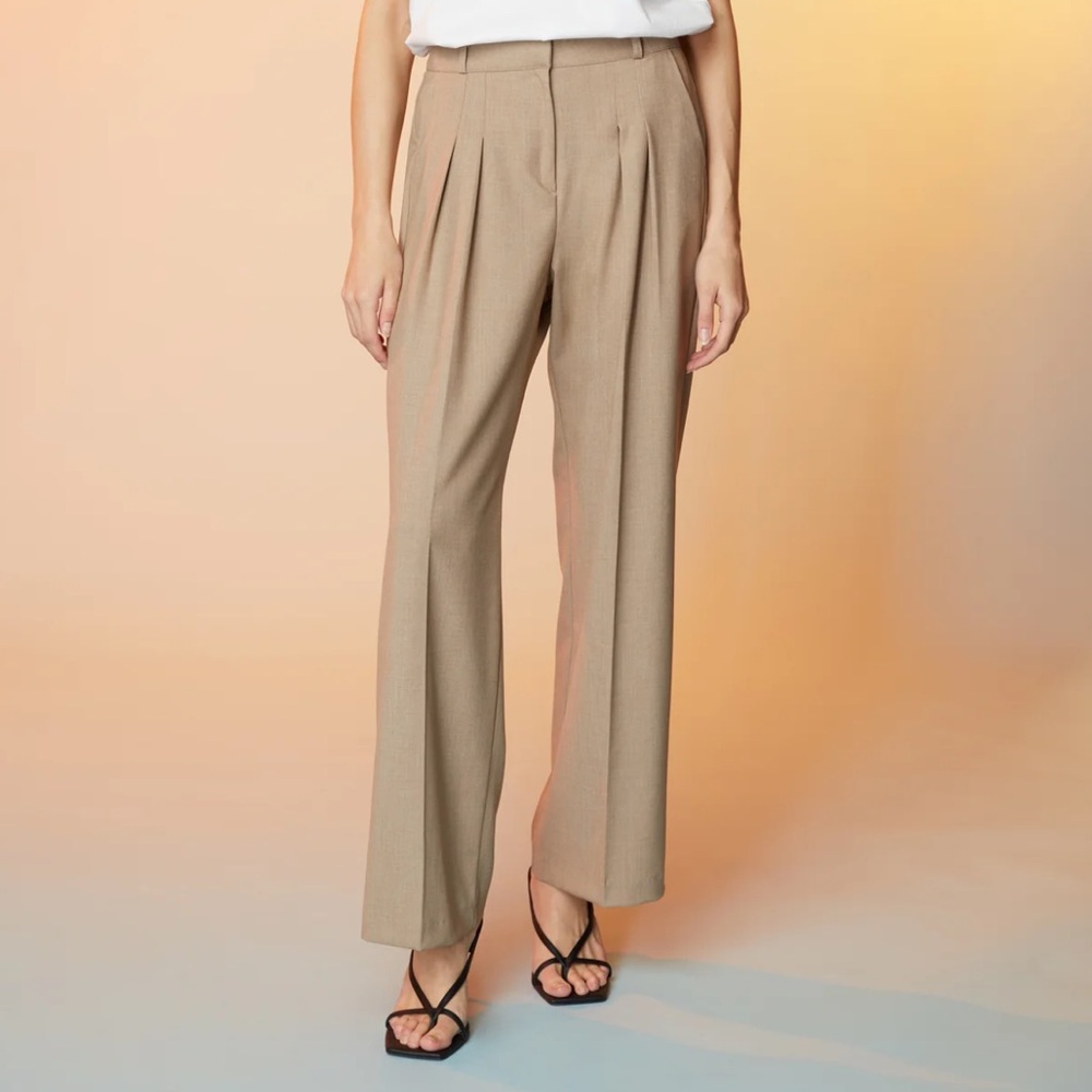 Oak + Fort straight leg pants with pleats